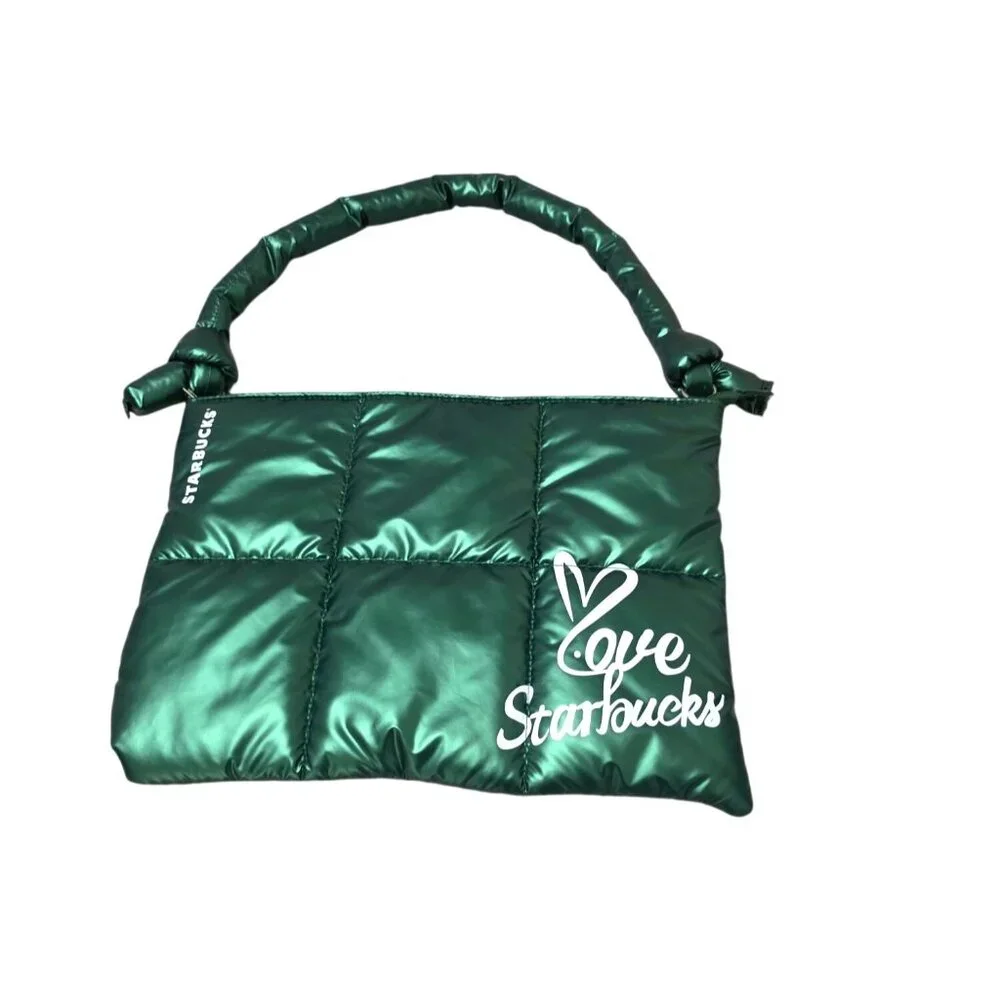 NWT - Starbucks Limited Edition Green Quilted Tote Bag With 